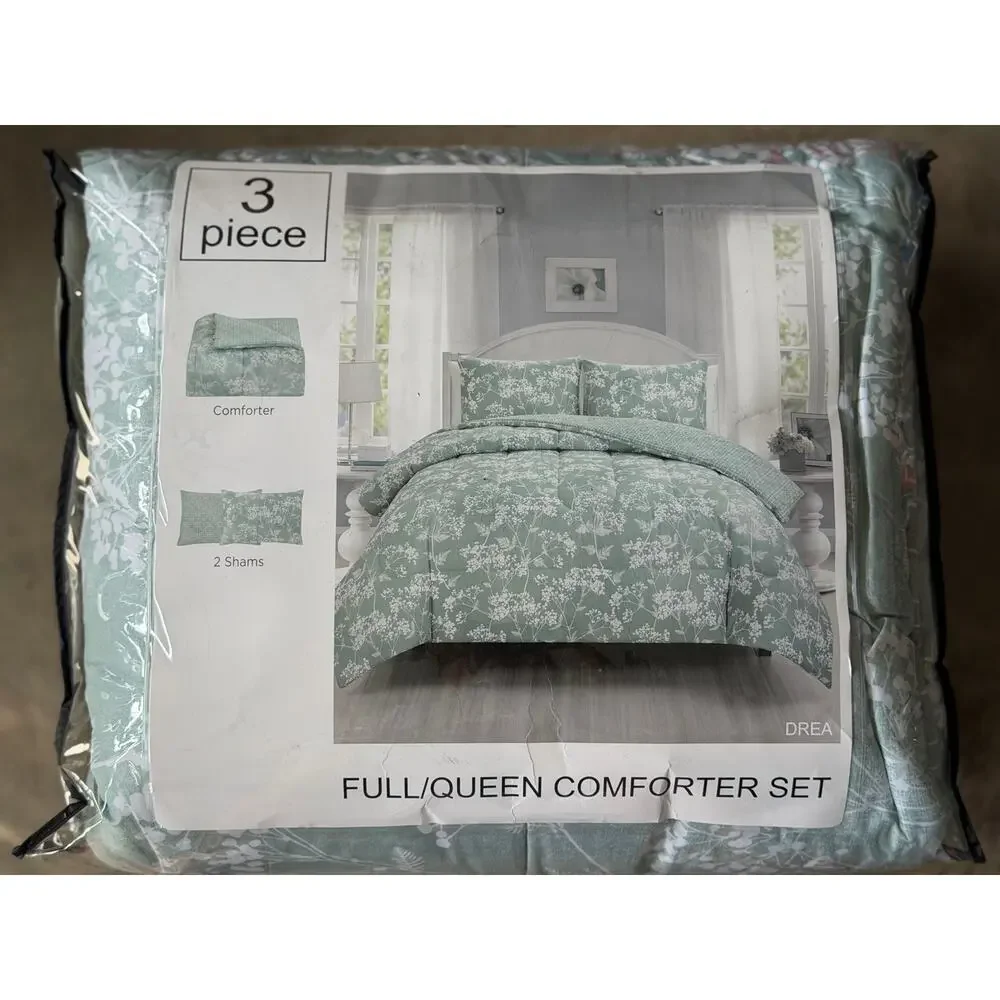 NEW! Richmond Park Drea 3PC Floral Reversible Midweight Comforter Set Full/Queen